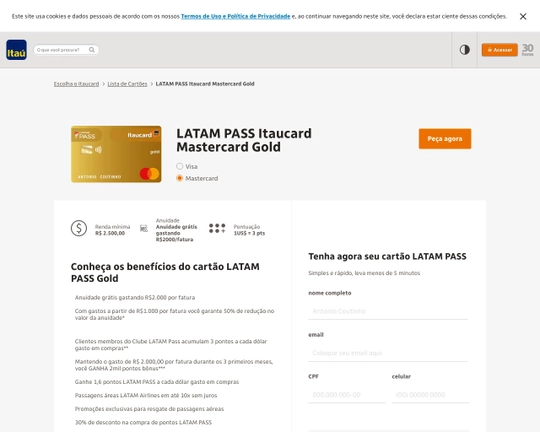 LATAM PASS Itaucard Mastercard Gold