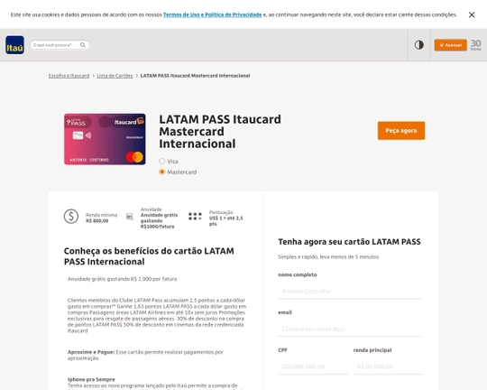 LATAM PASS Itaucard Mastercard Internacional Logo