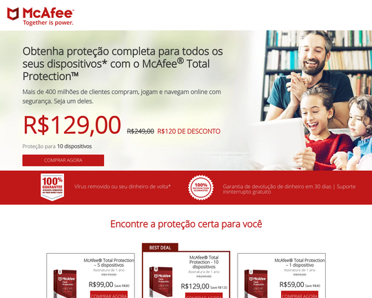 McAfee proteção de privacidade multifacetada