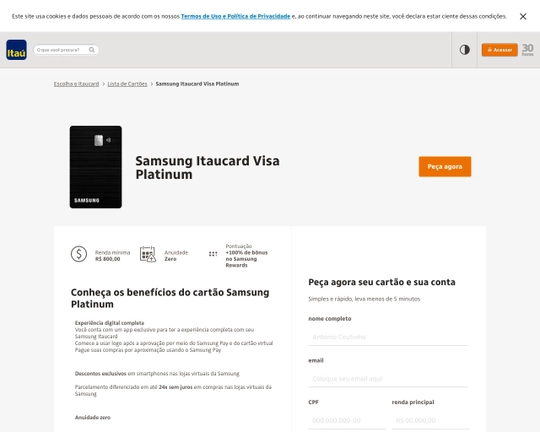 Samsung Itaucard  - Cartão Platinum sem anuidade Logo